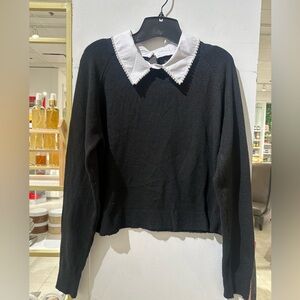 Black Sweater with White Collar